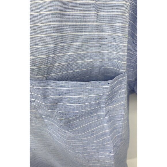 Tommy Hilfiger Shirt Extra Large Blue Stripe Collar Button Short Sleeve Men B71 - Picture 3 of 8